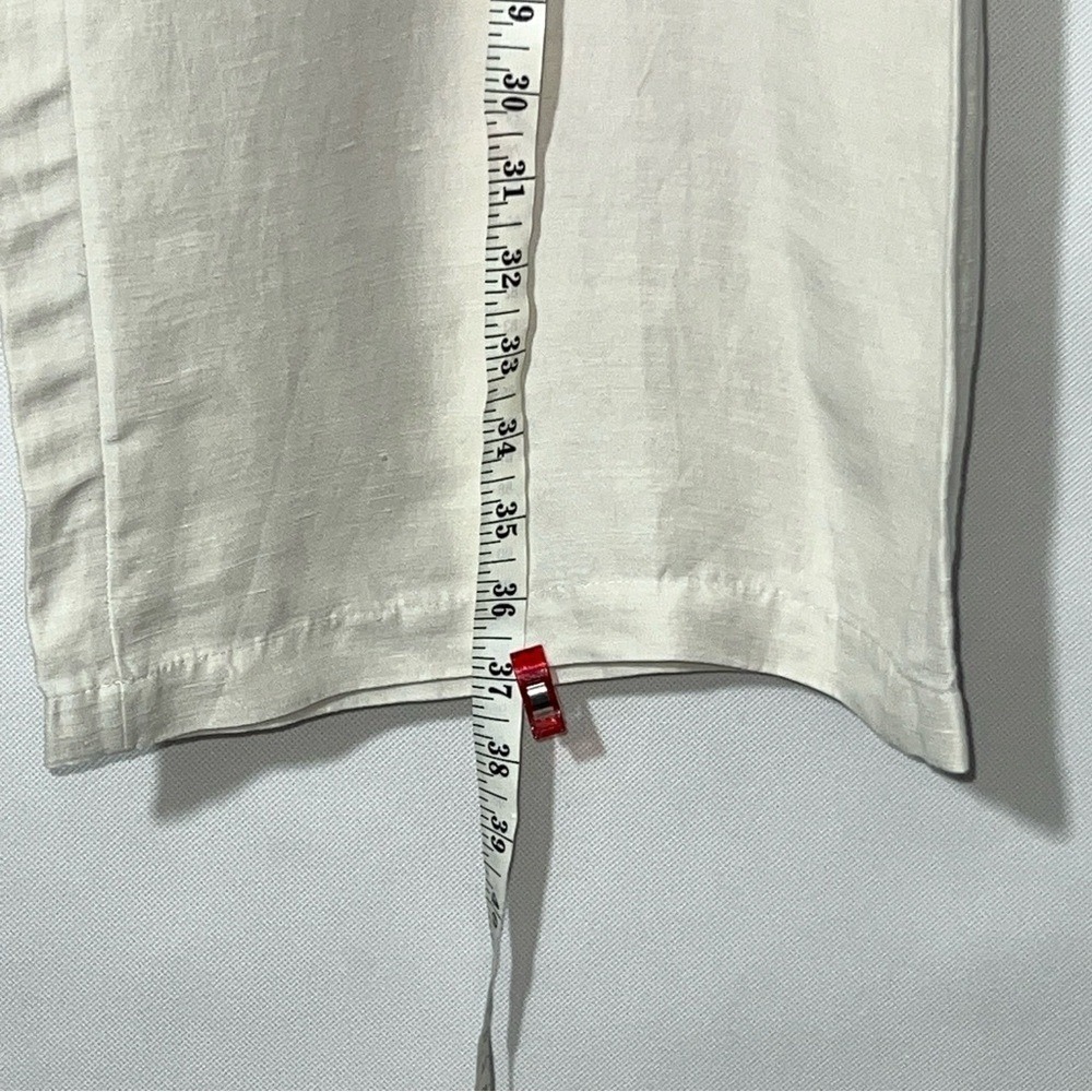 Eileen Fisher Ivory Linen Silk Woman Cropped Pants Size Large Side Zip Wide Leg - Picture 8 of 14